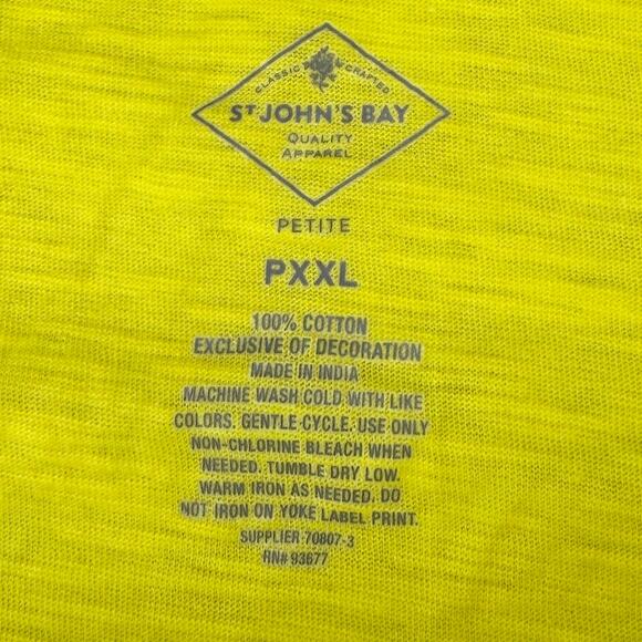 NWT ST.JOHN'S BAY Women's Square Neck Embroidered Ruffle Top Sz XXL Petite Lemon - Picture 5 of 7